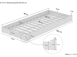 Erst-Holz Bettkasten als Zusatzbett für Unsere Etagenbetten 80 x 190 cm Kiefer Modell S7