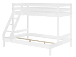 Erst-Holz Doppel-Etagenbett 90 x 200 cm und 140 x 200 cm Erwachsene Kiefer Weiß Modell 18 ohne Zubehör