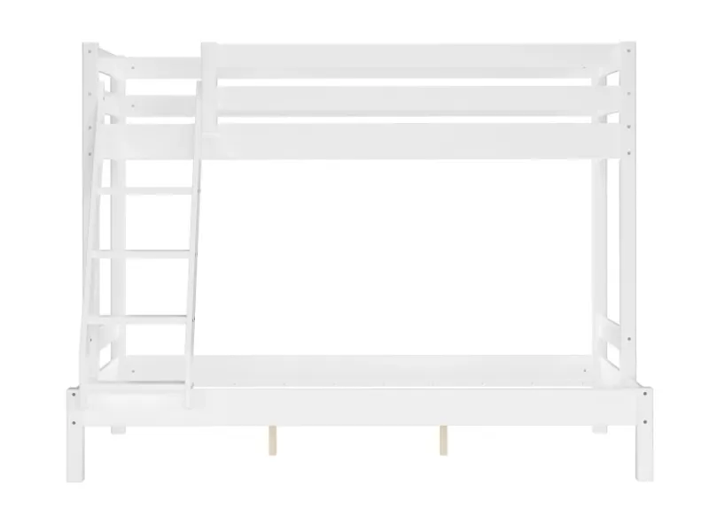 Erst-Holz Doppel-Etagenbett 90 x 200 cm und 140 x 200 cm Erwachsene Kiefer Weiß Modell 18 ohne Zubehör