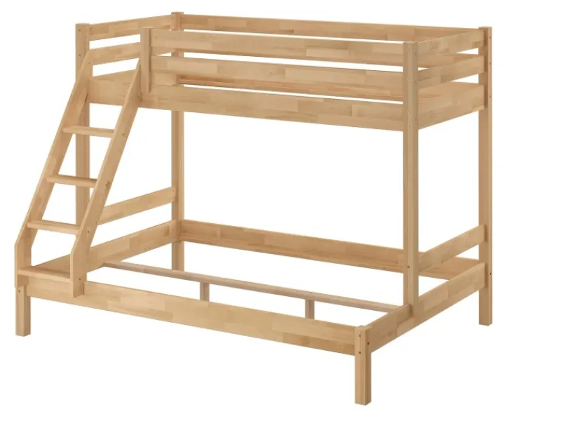 Erst-Holz Klarlacke^Etagenbett Holzbett 3er-Bett Buche Massiv 90 + 140 x 200 cm Modell 14 Rollrost inkl.