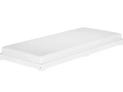 Erst-Holz Betten^Extra Niedriges Holzbett Futonbett 80 x 190 cm Kiefer Weiß Modell 47 Rollrost inkl.