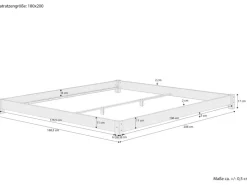 Erst-Holz Betten^Flaches Ehebett Bodenbett Doppelbett 180 x 200 Kiefer Modell 51 Rollrost inkl.