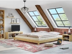 Erst-Holz Betten^Flaches Ehebett Bodenbett Doppelbett 180 x 200 Kiefer Modell 51 Rollrost inkl.