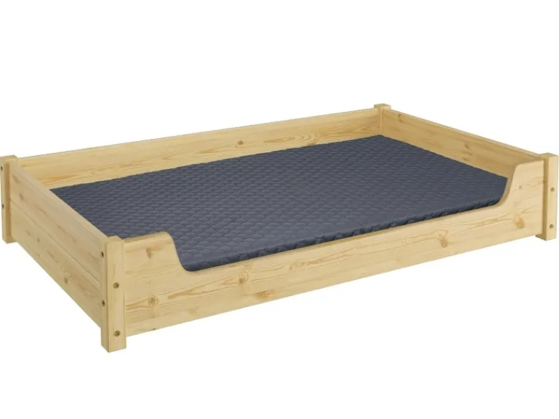 Erst-Holz Hundebedarf^Kuscheliges Haustierbett Extra Groß 120 x 70 cm Kiefer Natur Rollrost und Matratze inkl.