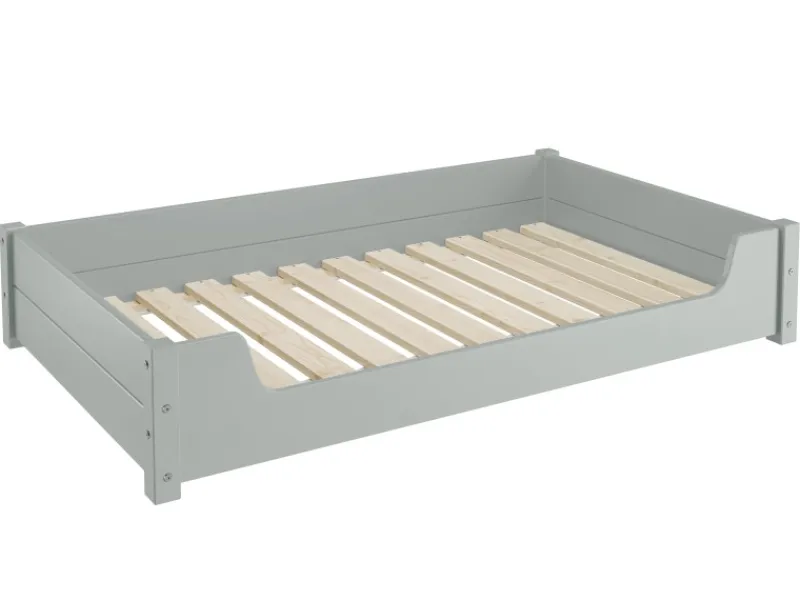 Erst-Holz Hundebedarf^Kuscheliges Haustierbett Extra Groß 120 x 70 cm Kiefer Grau Rollrost und Matratze inkl.