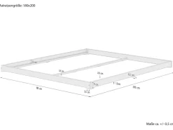 Erst-Holz Niedrigbett Futon Unbehandeltes Holz Loftbett 180 x 200 cm Fichte Tanne Modell 47 ohne Zubehör