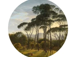 ESTAhome Selbstklebende Runde Tapete Italienische Landschaft Dunkelgrün Ø 140 cm 159011