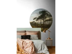 ESTAhome Selbstklebende Runde Tapete Italienische Landschaft Dunkelgrün Ø 140 cm 159011