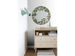 ESTAhome Selbstklebende Runde Tapete Waldtiere Grün und Braun Ø 70 cm 159069