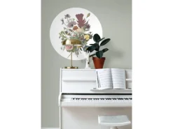 ESTAhome Selbstklebende Runde Tapete Blumenstrauß Grün Rosa und Gelb Ø 70 cm 158996