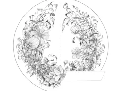 ESTAhome Selbstklebende Runde Tapete Blumenzeichnungen Schwarz-Weiß Ø 140 cm 159109