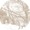 ESTAhome Wandtattoos^Selbstklebende Runde Tapete Wald Mit Waldtieren Beige Ø 140 cm 159085