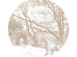 ESTAhome Wandtattoos^Selbstklebende Runde Tapete Wald Mit Waldtieren Beige Ø 140 cm 159085