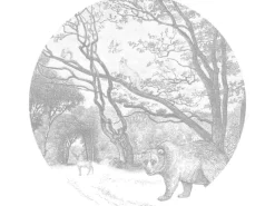 ESTAhome Wandtattoos^Selbstklebende Runde Tapete Wald Mit Waldtieren Grau Ø 70 cm 159070