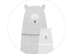 ESTAhome Selbstklebende Runde Tapete Bären Hellgrau Ø 70 cm 158976