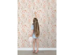 ESTAhome Tapetenmuster^Tapete Blätter und Blumen und Orange 50 x 900 cm