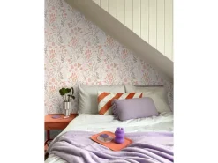 ESTAhome Tapetenmuster^Tapete Blätter und Blumen und Orange 50 x 900 cm