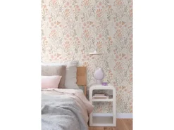 ESTAhome Tapetenmuster^Tapete Blätter und Blumen und Orange 50 x 900 cm