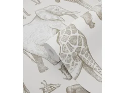 ESTAhome Tapete Dschungeltiere Crême-Weiß 53 cm x 10.05 m