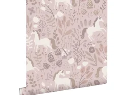 ESTAhome Tapete Einhörner Aubergineviolett 53 cm x 10.05 m