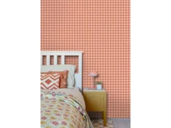 ESTAhome Tapete Karomuster Terrakottarosa 50 x 900 cm