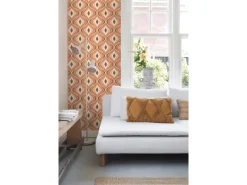 ESTAhome Dekorative Tapeten^Tapete Retro-Ornamente Orange und Braun 50 x 900 cm 130986