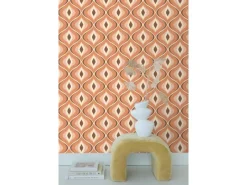 ESTAhome Dekorative Tapeten^Tapete Retro-Ornamente Orange und Braun 50 x 900 cm 130986