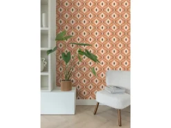 ESTAhome Dekorative Tapeten^Tapete Retro-Ornamente Orange und Braun 50 x 900 cm 130986