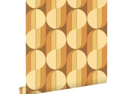 ESTAhome Tapetenmuster^Tapete Retro-Ornamente Orange und Braun 50 x 900 cm
