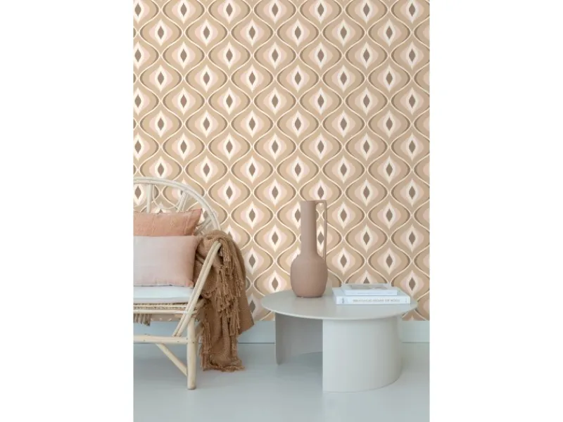 ESTAhome Tapete Retro-Ornamente Beige und Braun 50 x 900 cm