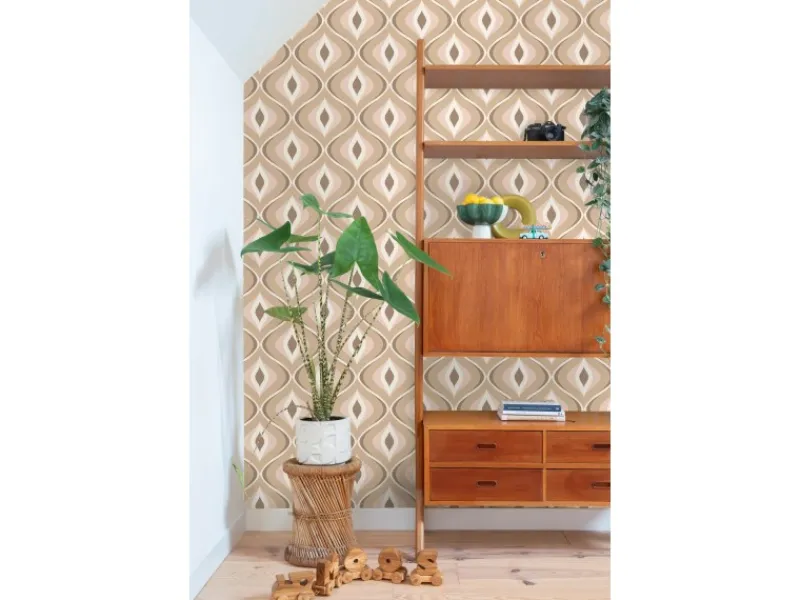 ESTAhome Tapete Retro-Ornamente Beige und Braun 50 x 900 cm