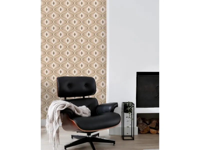 ESTAhome Tapete Retro-Ornamente Beige und Braun 50 x 900 cm