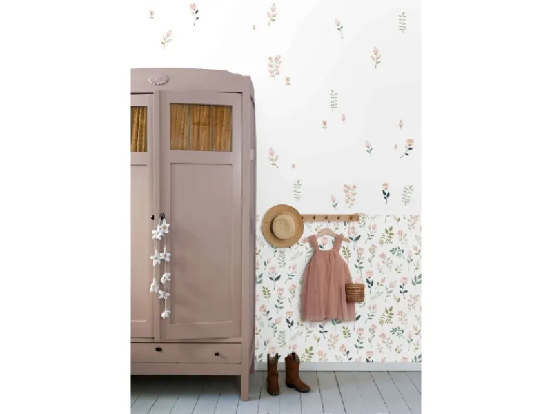 ESTAhome Wandtattoos^Wandtattoo Blumen Weiß Rosa und Grün 47,5 cm x 66 cm 156114