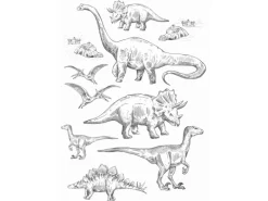 ESTAhome Wandtattoo Dinosaurier Schwarz-Weiß 47,5 cm x 66 cm 156105