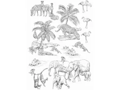 ESTAhome Wandtattoos^Wandtattoo Dschungeltiere Schwarz-Weiß 47,5 cm x 66 cm 156106