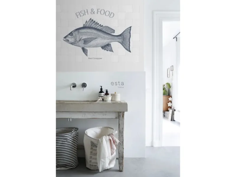 ESTAhome Wandtattoo Fisch Blau 145 x 97 cm 159034