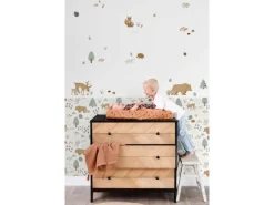 ESTAhome Wandtattoo Wald Mit Waldtieren Beige und Mintgrün 47,5 cm x 66 cm 156104