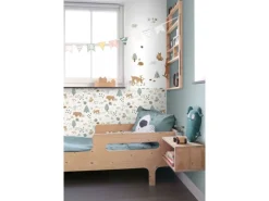 ESTAhome Wandtattoo Wald Mit Waldtieren Beige und Mintgrün 47,5 cm x 66 cm 156104