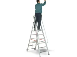 Klapptritte^Euroline Premium 32677 Stufenstehleiter mit Großer Standplattform 6 Stufen