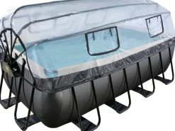 Exit Toys Leitern^Exit Black Leather Pool Schwarz 400 x 200 x 122 cm m. Sandfilterpumpe, Abdeckung