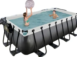 Exit Toys Leitern^Exit Black Leather Pool Schwarz 400 x 200 x 122 cm m. Sandfilterpumpe, Abdeckung