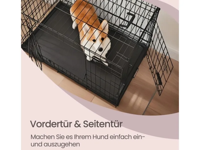 Feandrea Hundekäfig 92,5 cm x 57,5 cm x 64 cm Schwarz