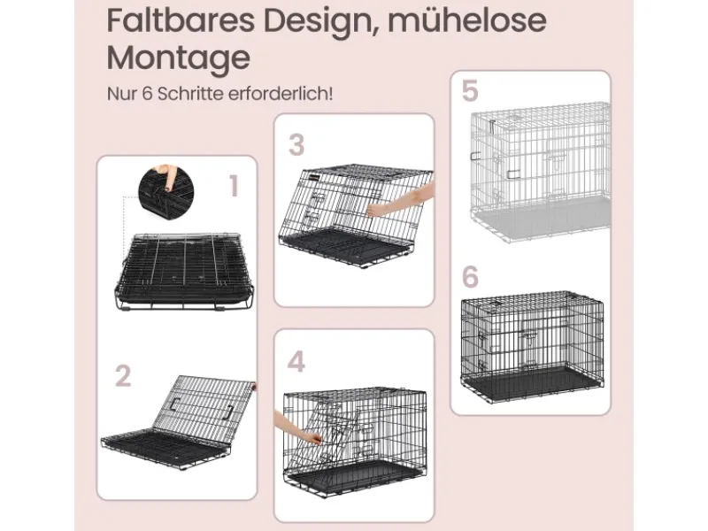 Feandrea Hundekäfig 92,5 cm x 57,5 cm x 64 cm Schwarz