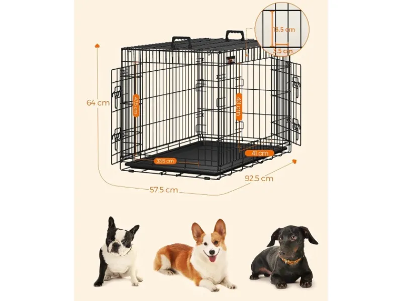 Feandrea Hundekäfig 92,5 cm x 57,5 cm x 64 cm Schwarz