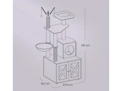 Schränke^Feandrea Kratzbaum mit Katzenklo-Schrank 151 cm Braun