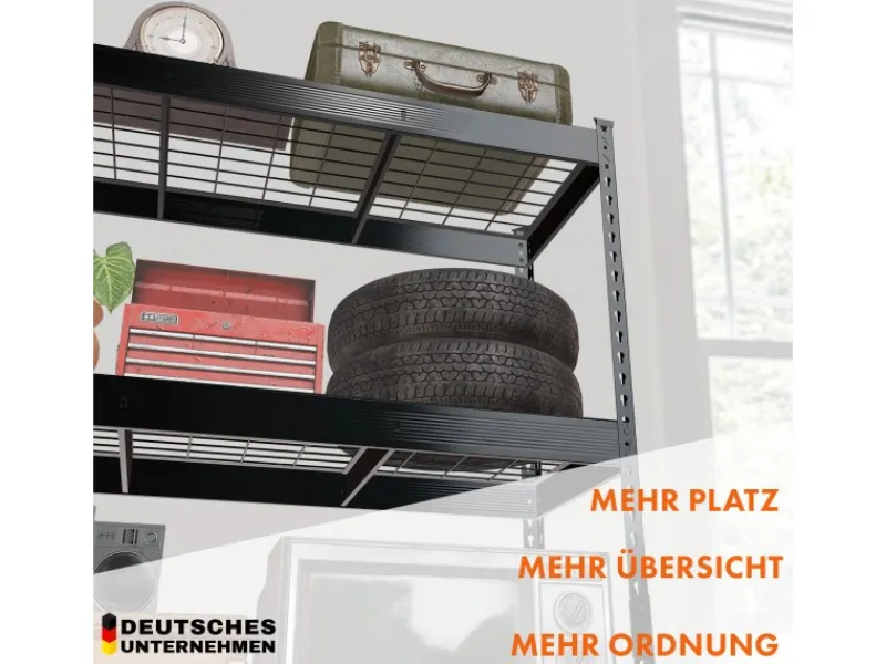 Floordirekt Regale Schwarz|Schwerlastregal^Schwerlastregal Yukon Rivet 4 Böden 180 x 120 x 60 cm