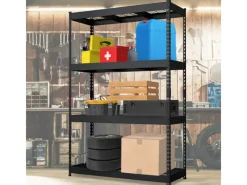 Floordirekt Regale Schwarz|Metallregale^Schwerlastregal Yukon Rivet 4 Böden 180 x 120 x 45 cm