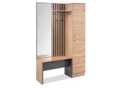 Furn.Design Möbelserien^Garderobe Eiche Artisan und Grau 122 cm 3D Lamelle Industrial Madem