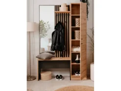 Furn.Design Möbelserien^Garderobe Eiche Artisan und Grau 122 cm 3D Lamelle Industrial Madem