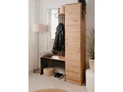 Furn.Design Möbelserien^Garderobe Eiche Artisan und Grau 122 cm 3D Lamelle Industrial Madem